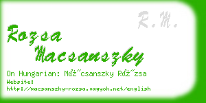 rozsa macsanszky business card